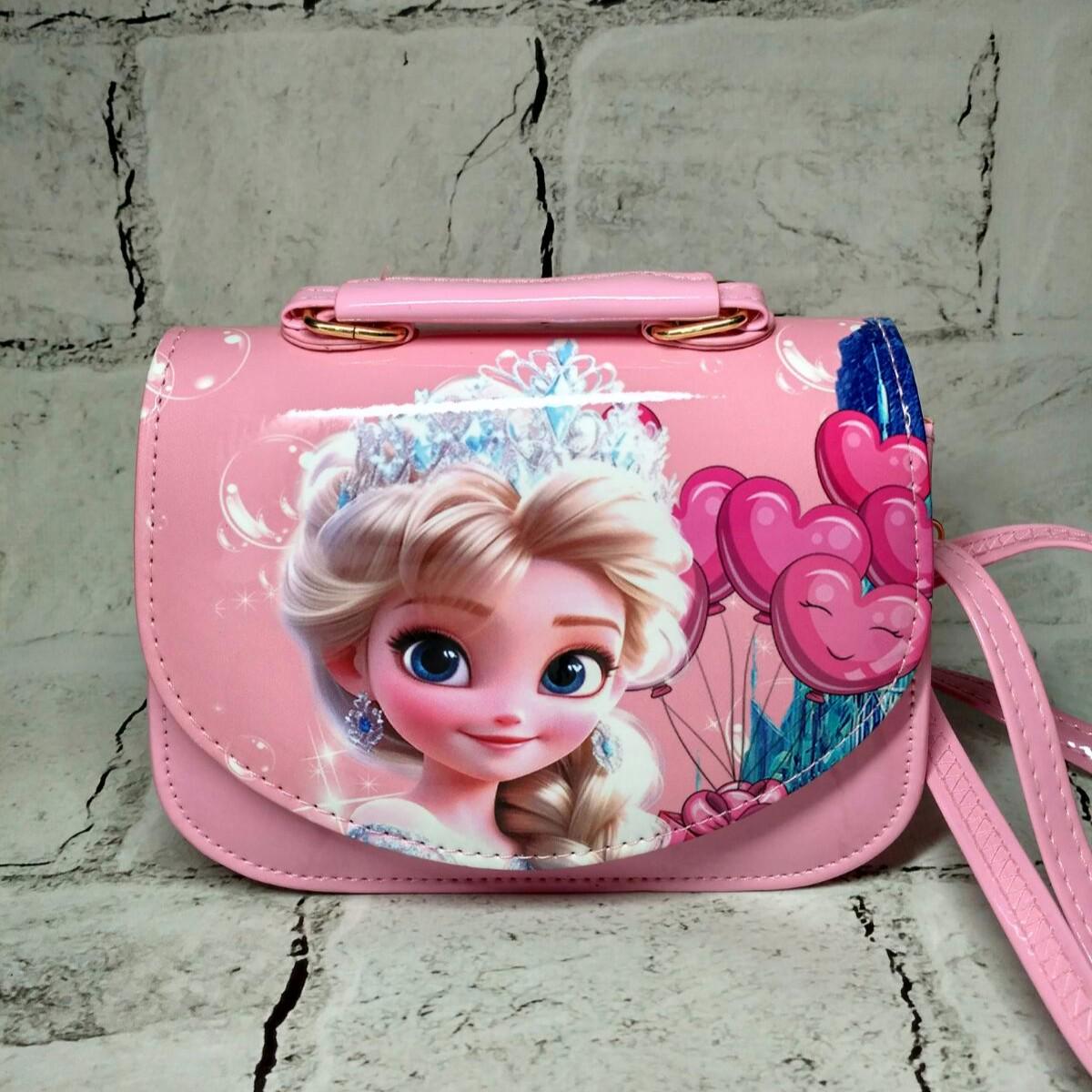 Сумочка дитяча для дівчинки лакова з ремінцем Ельза 17х13х6 см Рожевий (9004-1) - фото 1