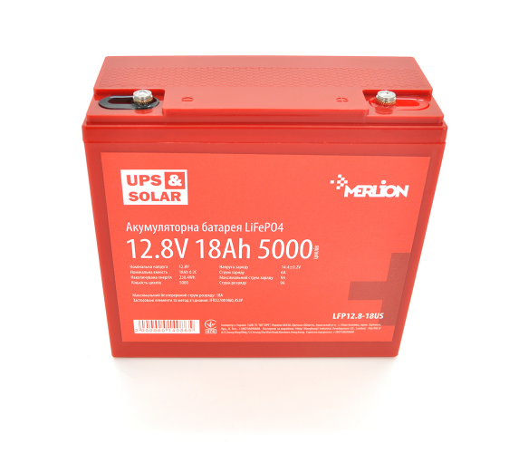 Аккумуляторна батарея Merlion LiFePO4 12,8V 18AH для ИБП