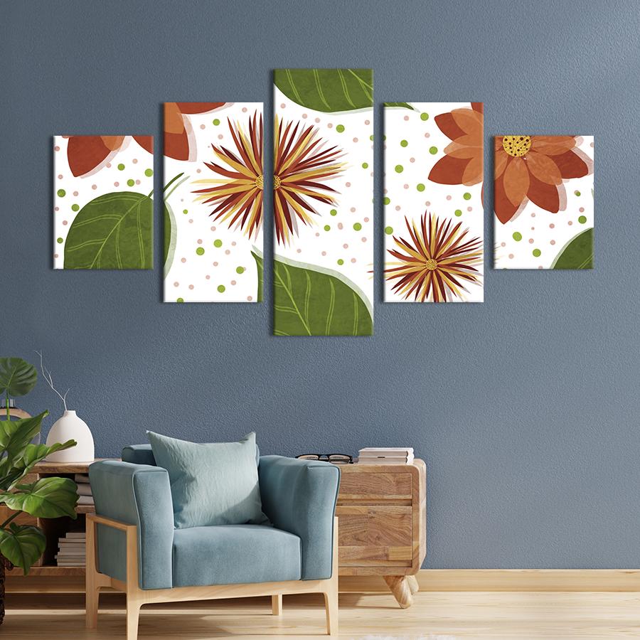 Картина на холсте Живописные цветы оранжевого лотоса 187x94 см (779-52)