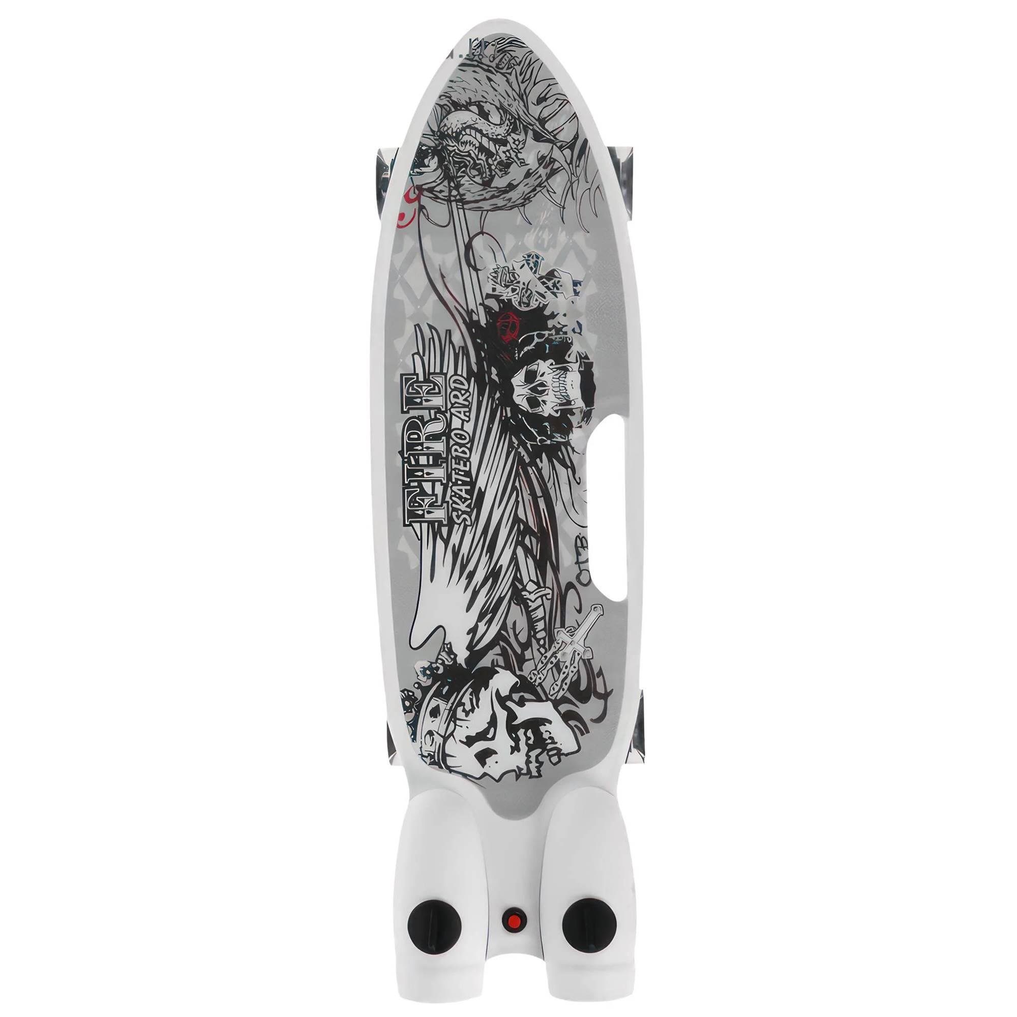 Скейтборд з ефектом диму колеса зі світловими та музичними ефектами Fire Skatebo Art Білий (НКП) - фото 1