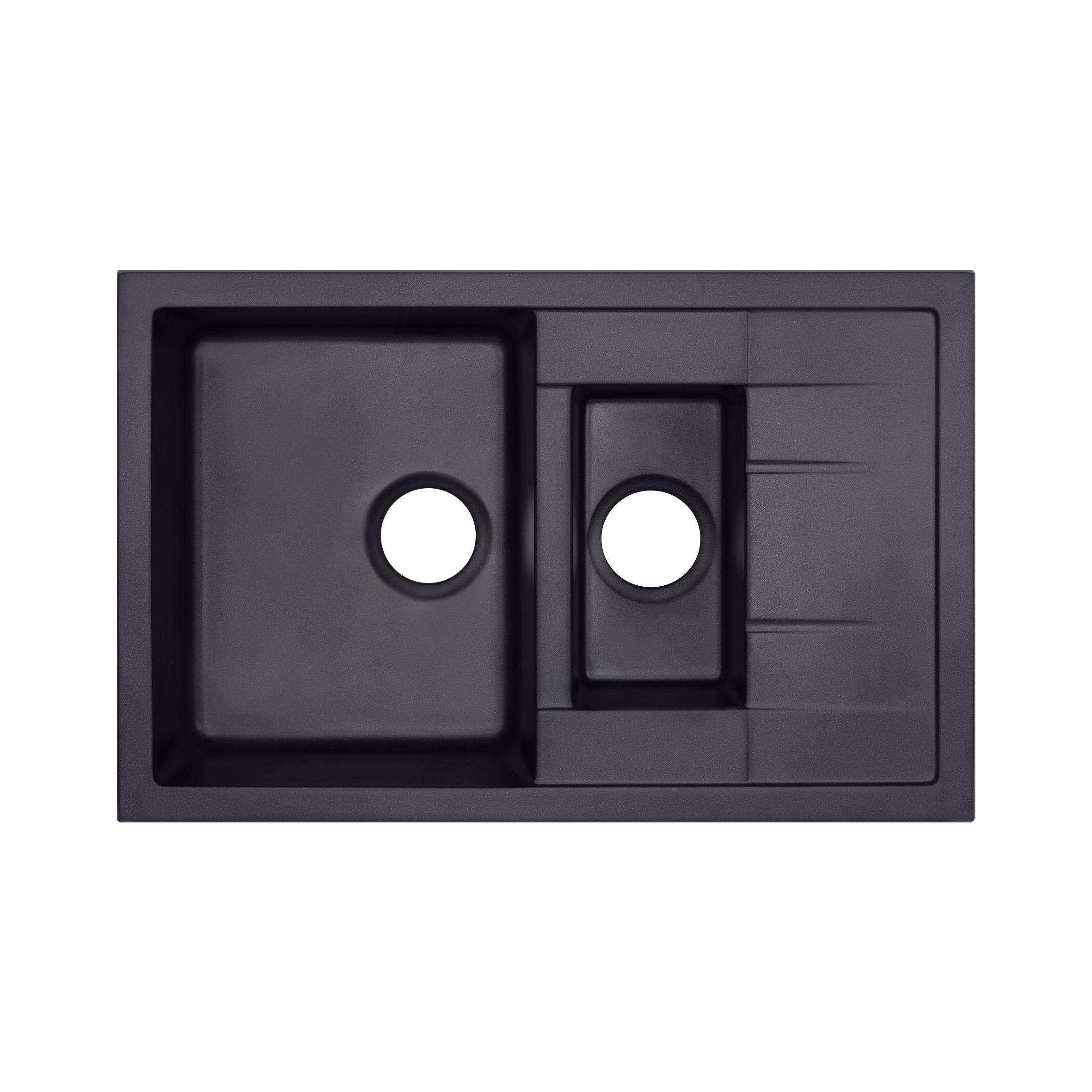 Кухонная мойка с дополнительной чашей Qtap CS 7648 Beton (QT7648BET502)