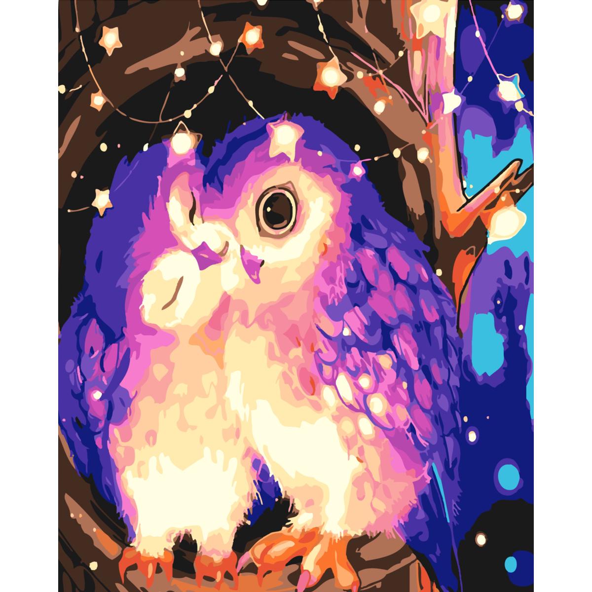 Картина по номерам Strateg Премиум Очаровательные совушки с лаком 30х40 см (SS-6418)