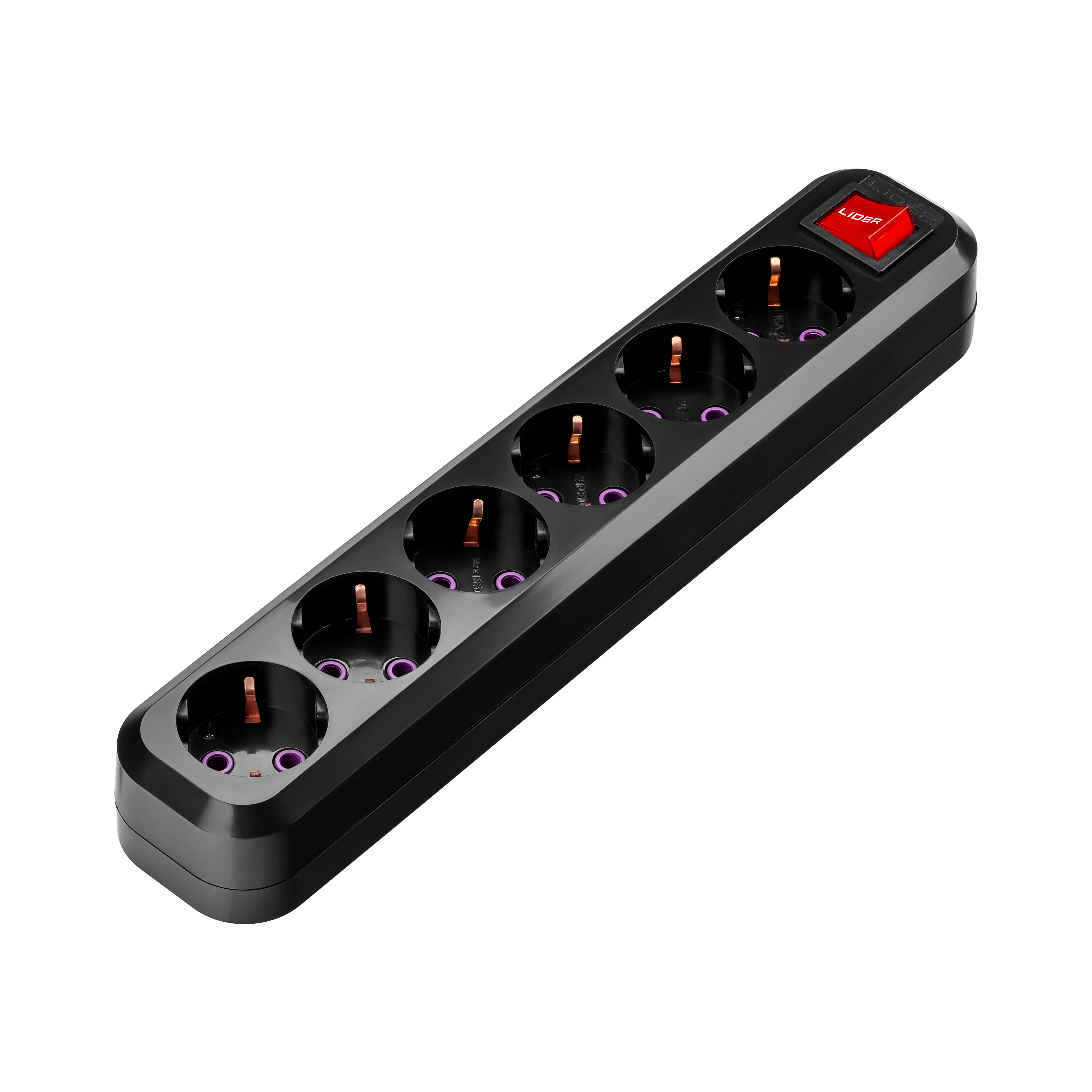 Розетка переносная с заземлением и кнопкой Lider PROXIMA LRP16-640 Black (LRP16-640 Black)