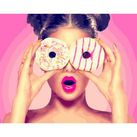 Картина по номерам Brushme Девушка с пончиком 40x50 см без коробки (BK-GX26710)