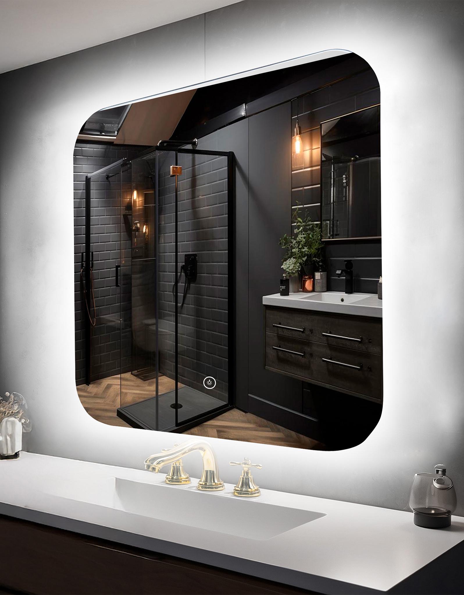 Зеркало для ванной комнаты настенное Kayfovo с подсветкой LED 50х50 см (484461374)