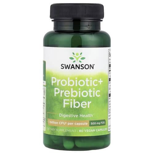 Пробиотики и пребиотики Swanson Probiotic Prebiotic Fiber 60 растительных капс. (SWA038)