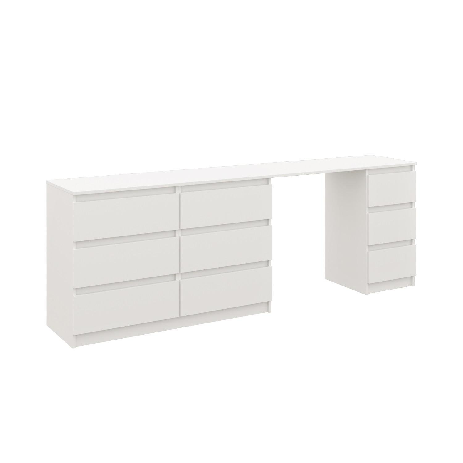 Комод напольный MEBLIBUD LINE з 9-мя выдвижными ящиками 210х45х80 см Белый