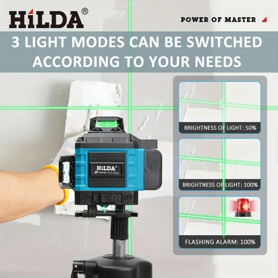 Лазерный уровень Откалиброванный Hilda 4D Led 16 линий 360 градусов 2 х АКБ (30472370) - фото 5 Лазерный уровень Откалиброванный Hilda 4D Led 16 линий 360 градусов 2 х АКБ (30472370) - фото 5