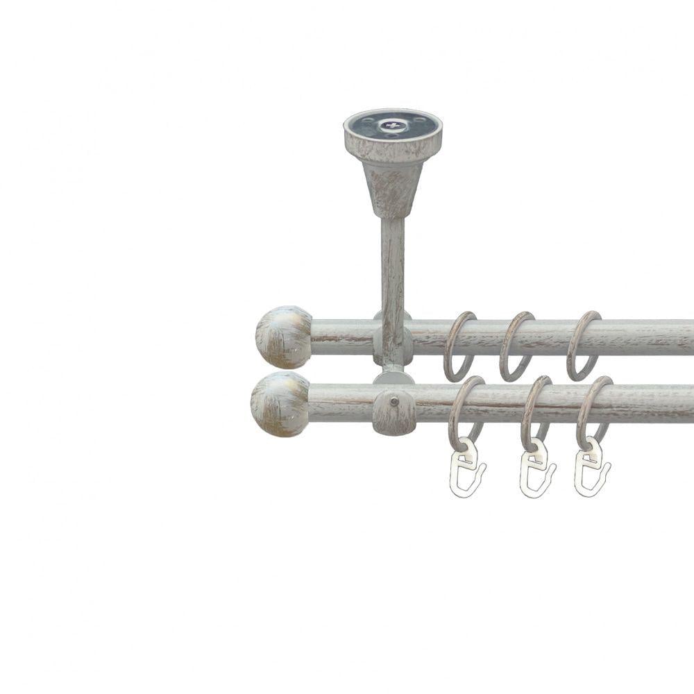 Карниз металлический Orvit Шар Болонь двухрядный открытый к потолку/гладкая труба/кольцо металлическое Белое Золото 16/16 мм 300 см (00-00015901)