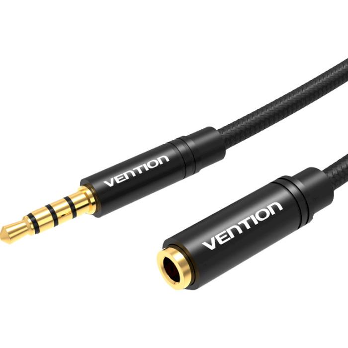 Кабель Vention Cotton Braided 3,5 мм Male-3,5 мм Female Audio Extension Cable 1 м Black (BHBBF)