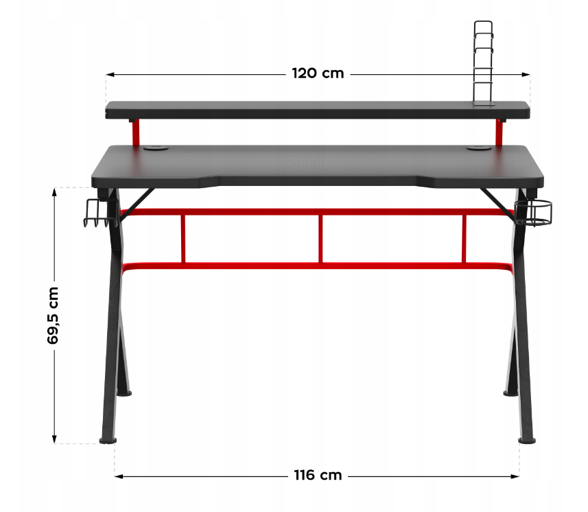 Стіл геймерський Huzaro Hero 5.0 Gaming Computer Desk Red (yomo_id_2701) - фото 4