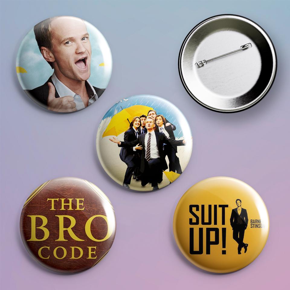 Значки на рюкзак с принтом How I Met Your Mother 4 шт.