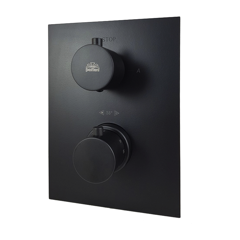Смеситель для душа с термостатом Paffoni Light на 2 выхода Черный матовый (LIQ518NO M)