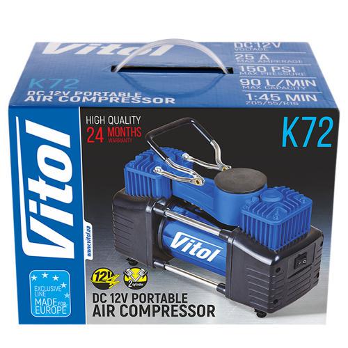 Компрессор Vitol К-72 150psi 25 Amp 90 л 2 цилиндра/шланг 5,0 м/клеммы - фото 11