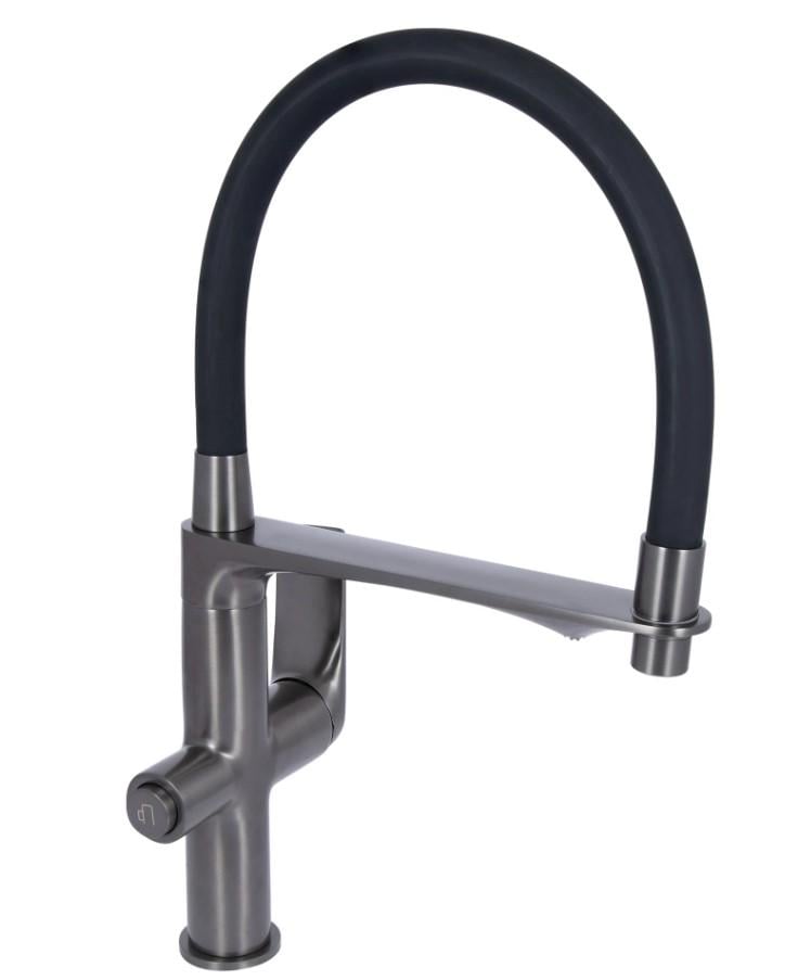 Смеситель для кухни с гибким изливом с подключением для питьевой воды Qtap Vlasta New QTVLA364GMB45649 (56093)