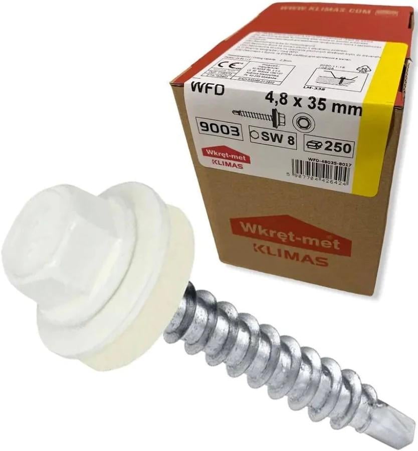 Саморез Wkret-Met для крепления металлического профиля для легких металлических конструкций 250 шт. SWMH 4,8х19 (9003)
