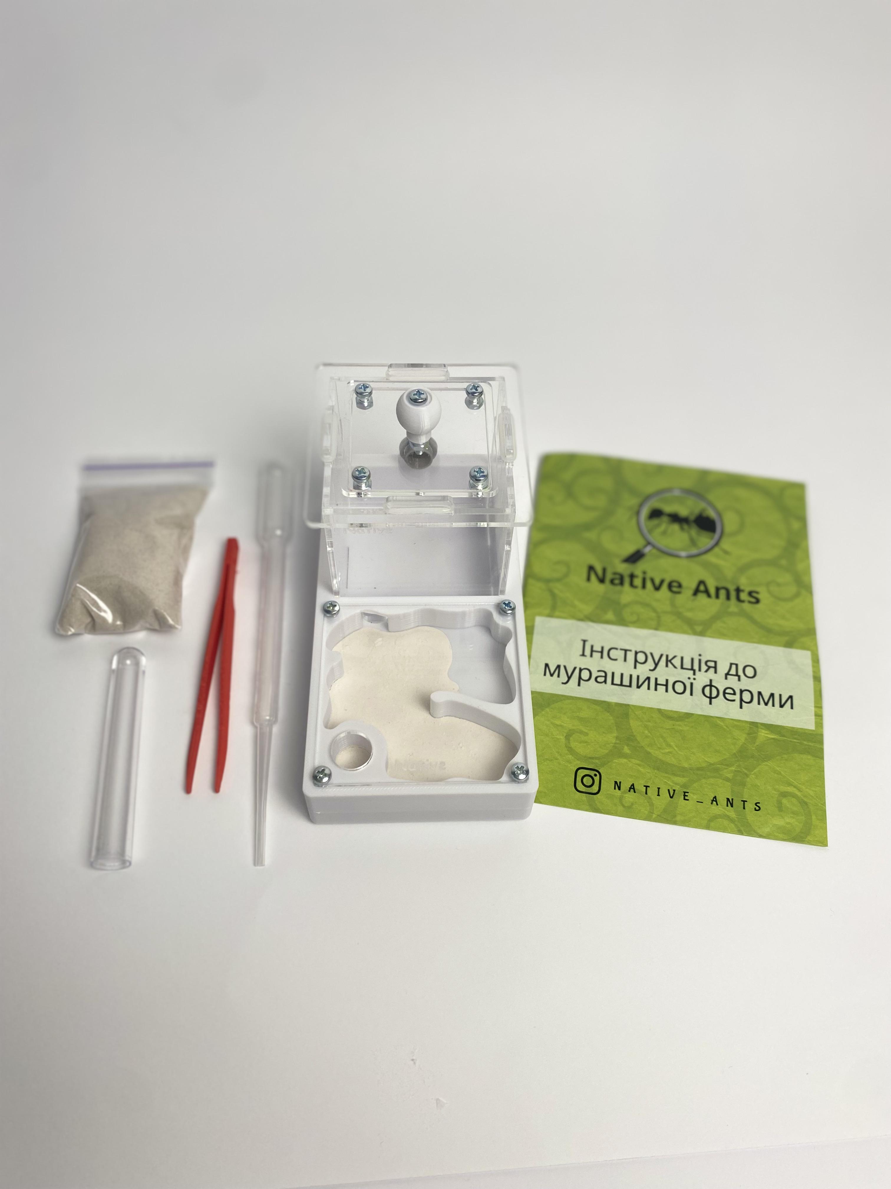 Муравьиная ферма "Мини" 7х14 см Формикарий с аксессуарами Белый (2553030074)