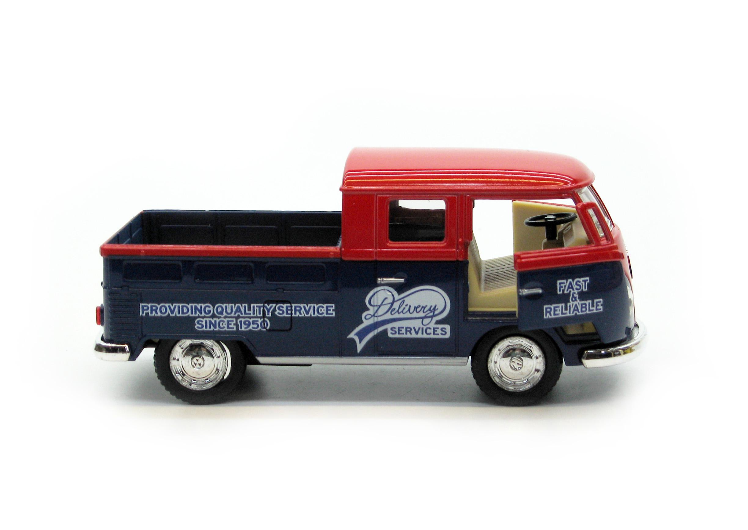 Машина металева KT5396W Volkswagen Bus Double Cab Pickup Delivery 1963 - фото 6