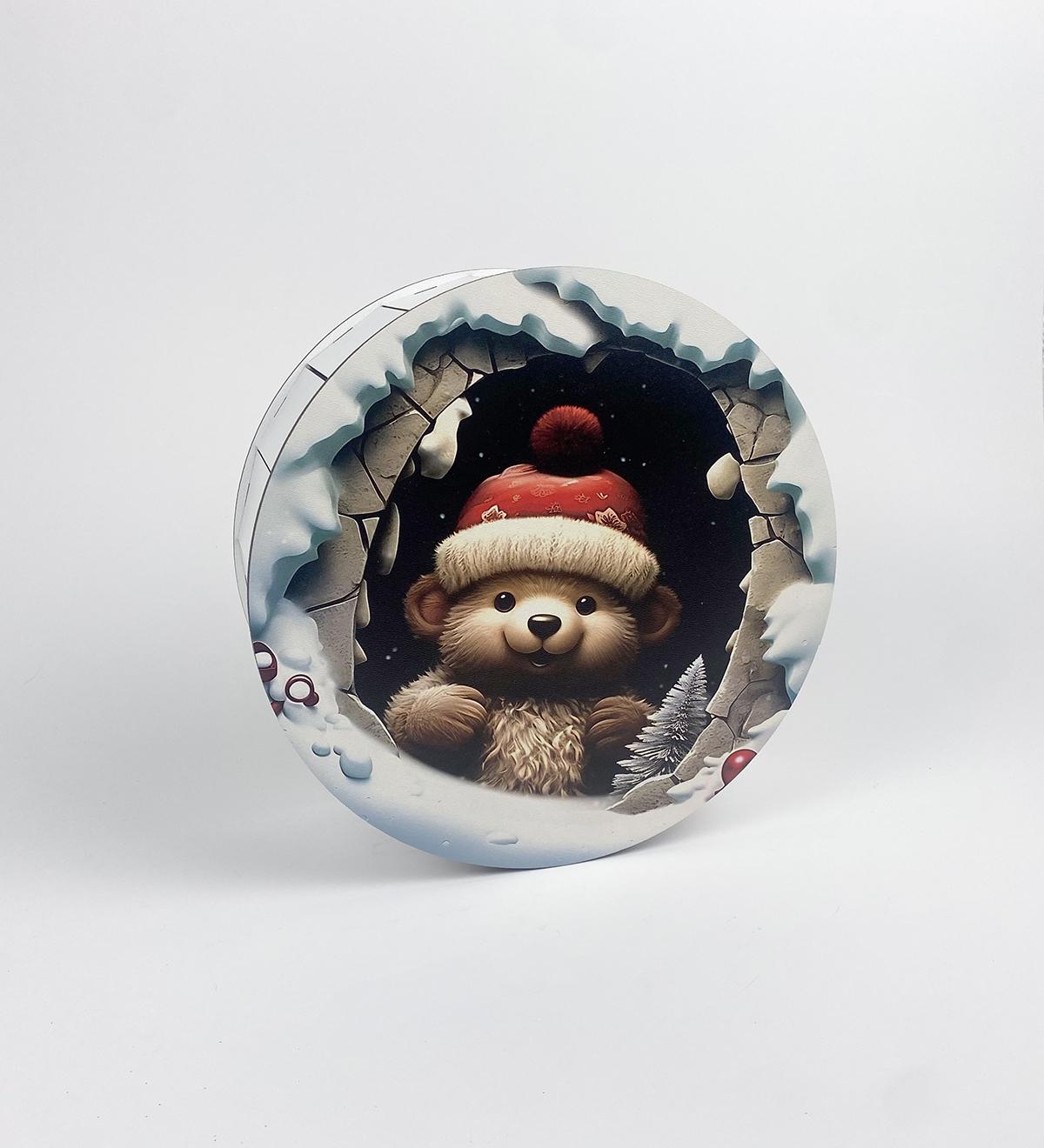 Коробочка кругла "Новорічний ведмедик" (5684)