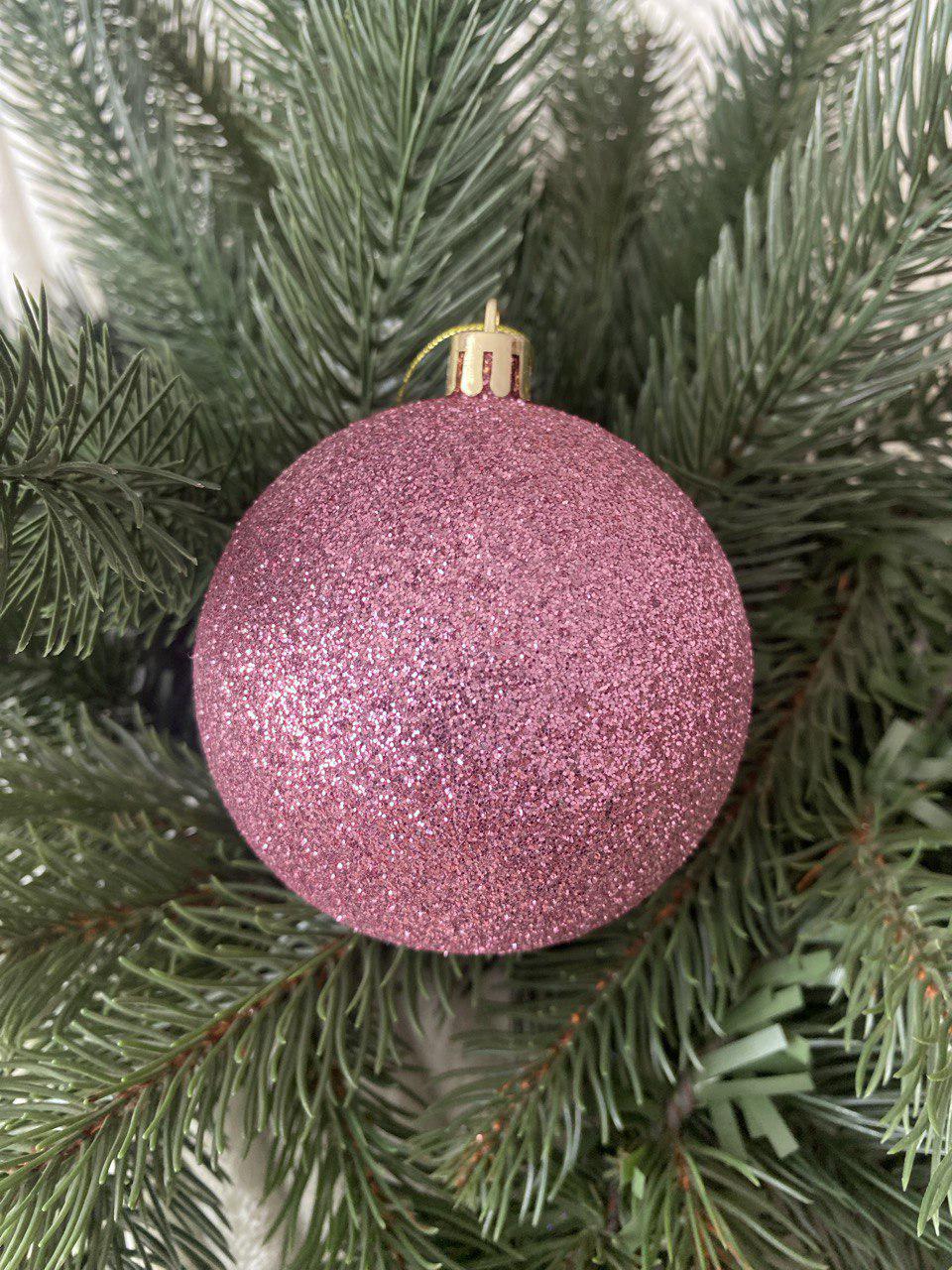 Куля новорічна глітерна 100 мм Білий/Рожевий (y0029) - фото 1 Куля новорічна глітерна 100 мм Білий/Рожевий (y0029) - фото 1