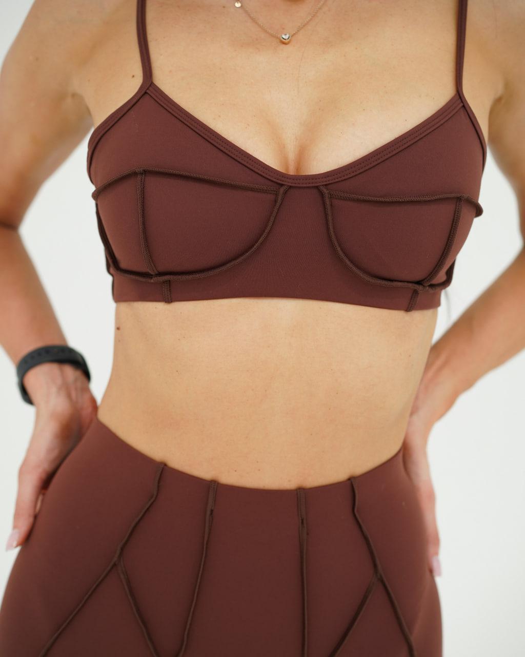 Топ со швами наружу с чашками L Шоколадный (RTPX06L) - фото 3