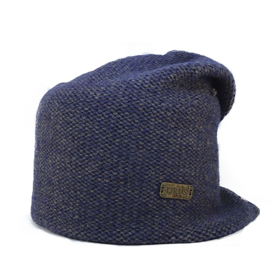 Шапка Lirus Матильда подвійна вовняна з розрізом ззаду Синій