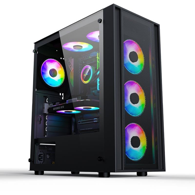 Корпус для ігрового ПК MARVO CA123 MicroATX ATX ITX без блока живлення підтримка до 8 вентиляторів Чорний (CA123)