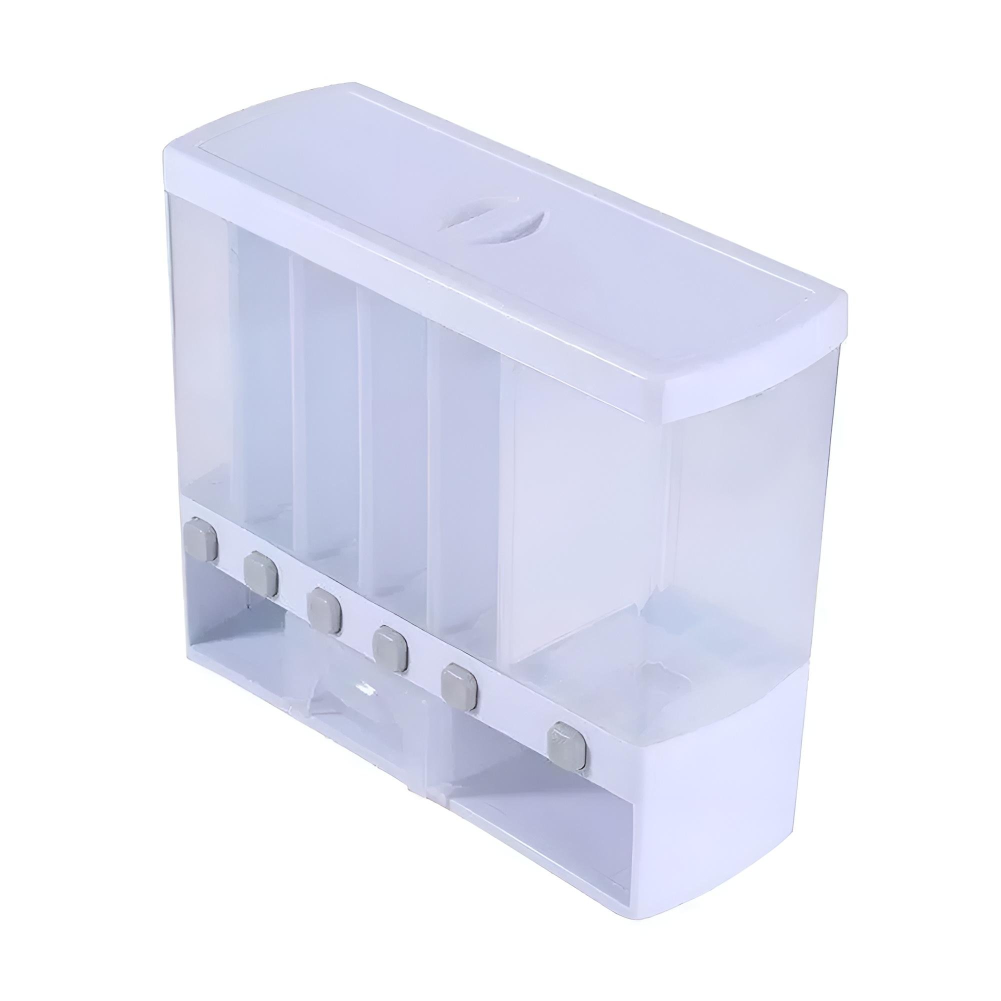 Диспенсер-органайзер для сыпучих продуктов с дозатором на 6 отделений Белый