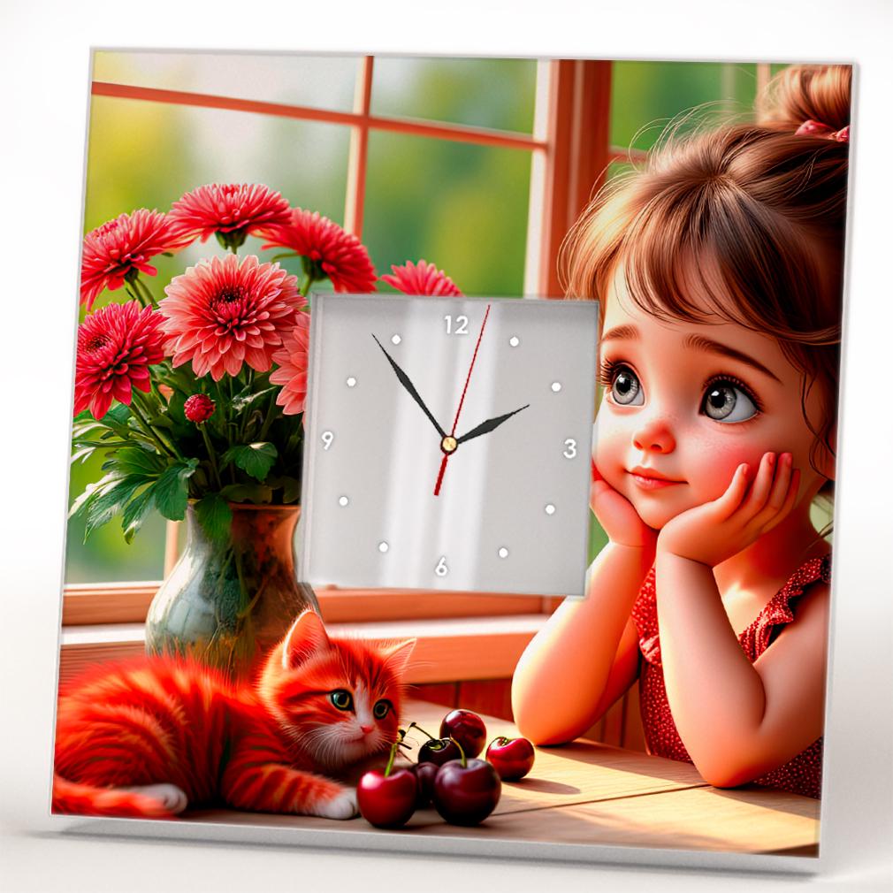 Часы Девочка и лето 260x260 мм (C04659) - фото 1 Часы Девочка и лето 260x260 мм (C04659) - фото 1