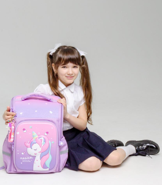 Рюкзак школьный детский ортопедический для девочки 3D Единорог 1-4 класс и школьный пенал Розовый - фото 11 Рюкзак школьный детский ортопедический для девочки 3D Единорог 1-4 класс и школьный пенал Розовый - фото 11