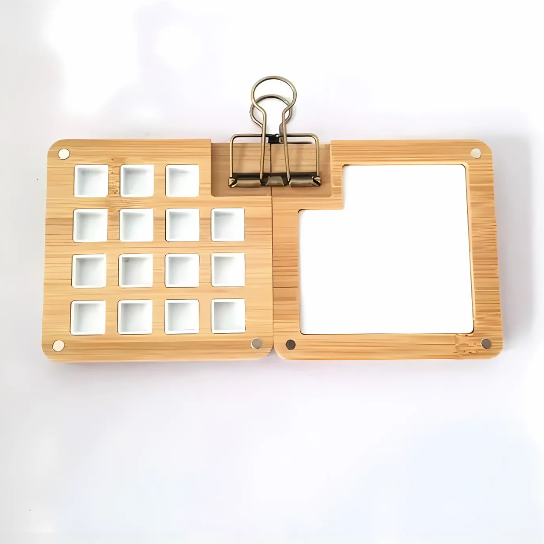 Мини-палитра деревянная для акварельных красок 15x7,5x0,8 см (JH-CXSD-P01) - фото 4