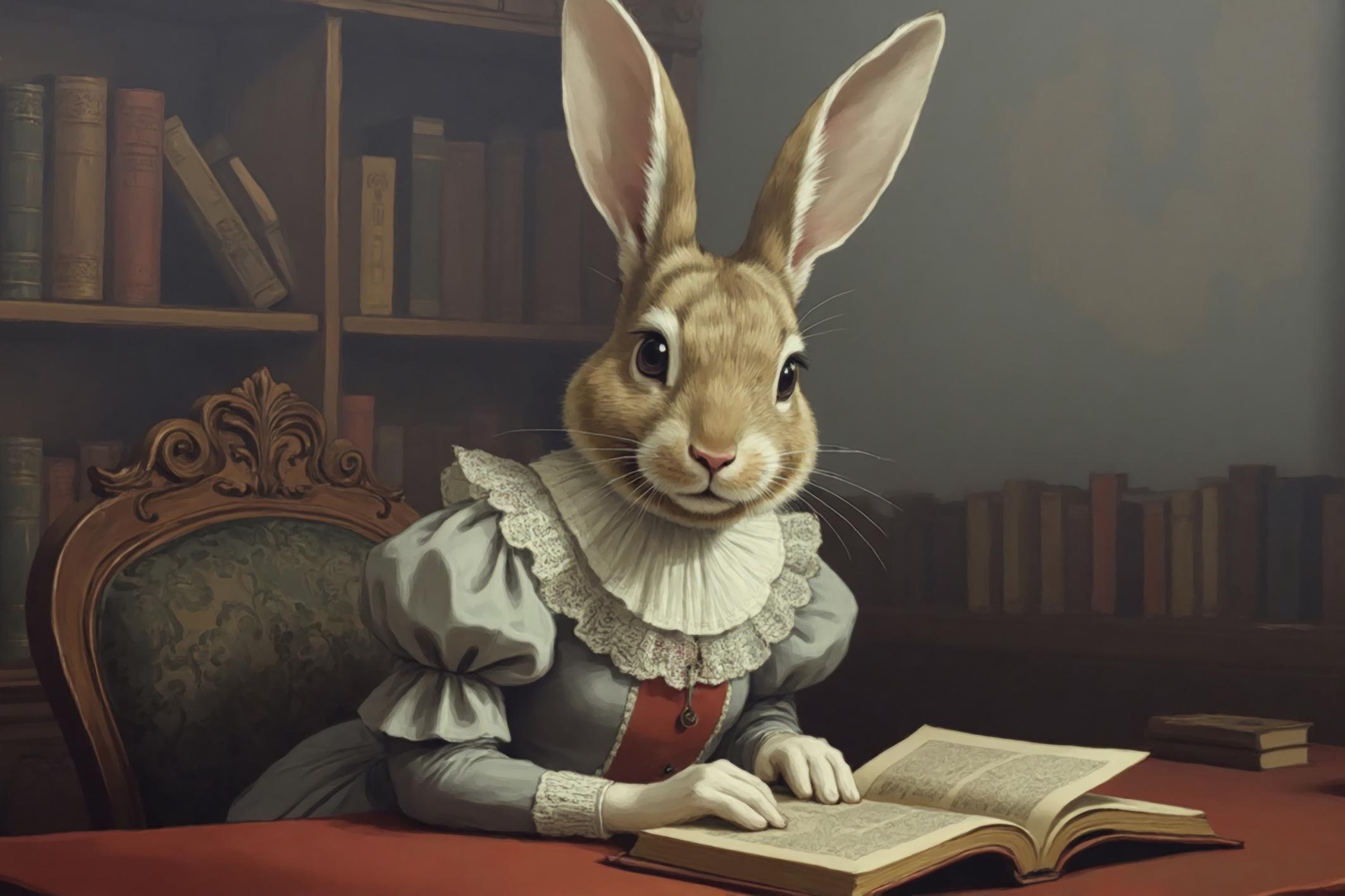 Фотообои флизелиновые Upstream Крольчонок с книгой 368х245 см (VINT-001/7)