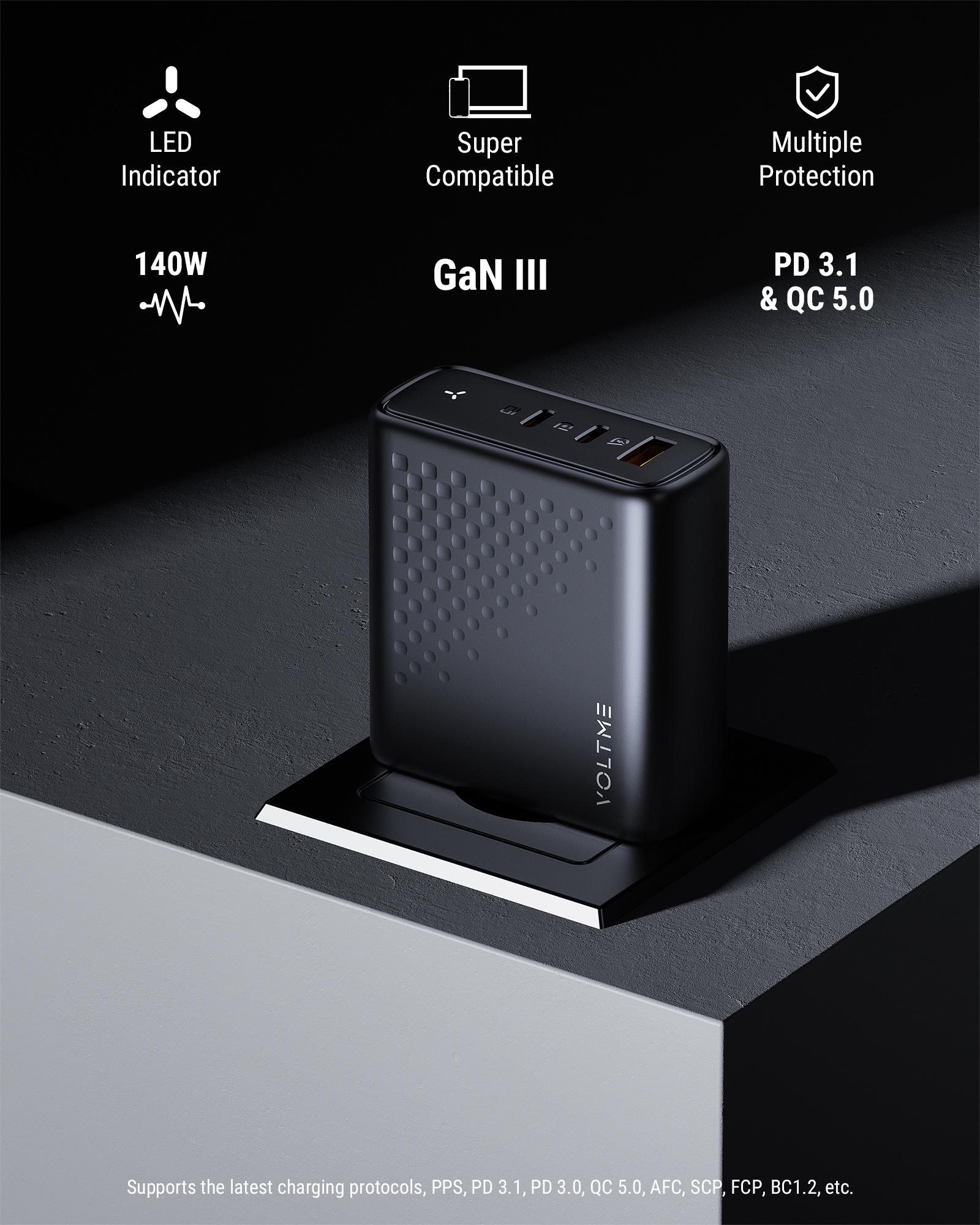 Зарядний пристрій мережевий VOLTME Revo GaN3 140 W 2 Type-C/1 USB (30839184) - фото 10 Зарядний пристрій мережевий VOLTME Revo GaN3 140 W 2 Type-C/1 USB (30839184) - фото 10