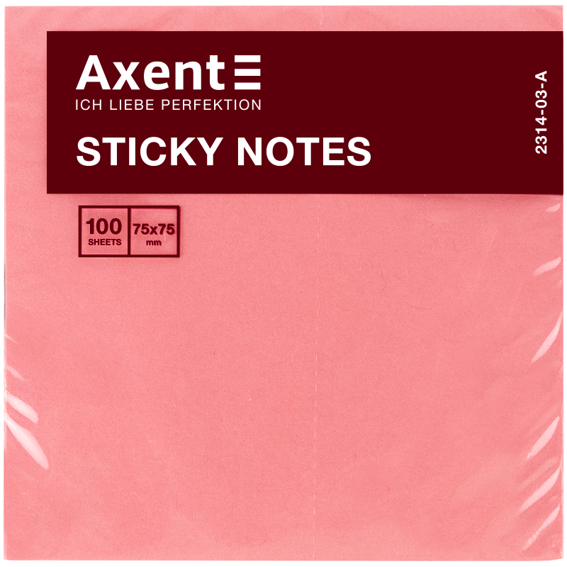Бумага для заметок Axent 75x75 мм 100 листов 2314-03-A Розовый (4250266203332)