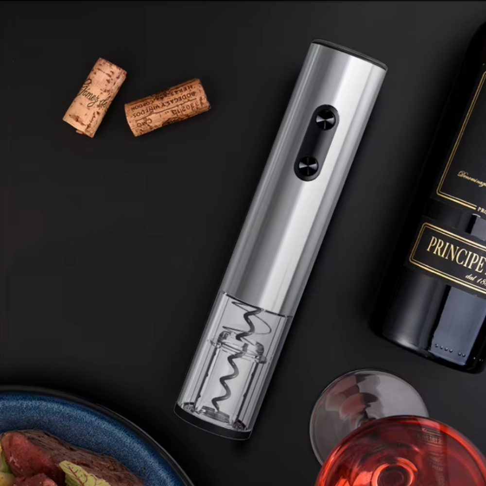 Штопор электрический автоматический на батарейках для вина с ножом для фольги Серебристый - фото 8 Штопор электрический автоматический на батарейках для вина с ножом для фольги Серебристый - фото 8