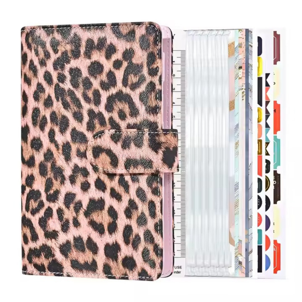 Блокнот-планер для грошей бюджету та зберігання фінансів з рожевим відтінком формат А6 Леопардовий Блокнот-планер для грошей бюджету та зберігання фінансів з рожевим відтінком формат А6 Леопардовий