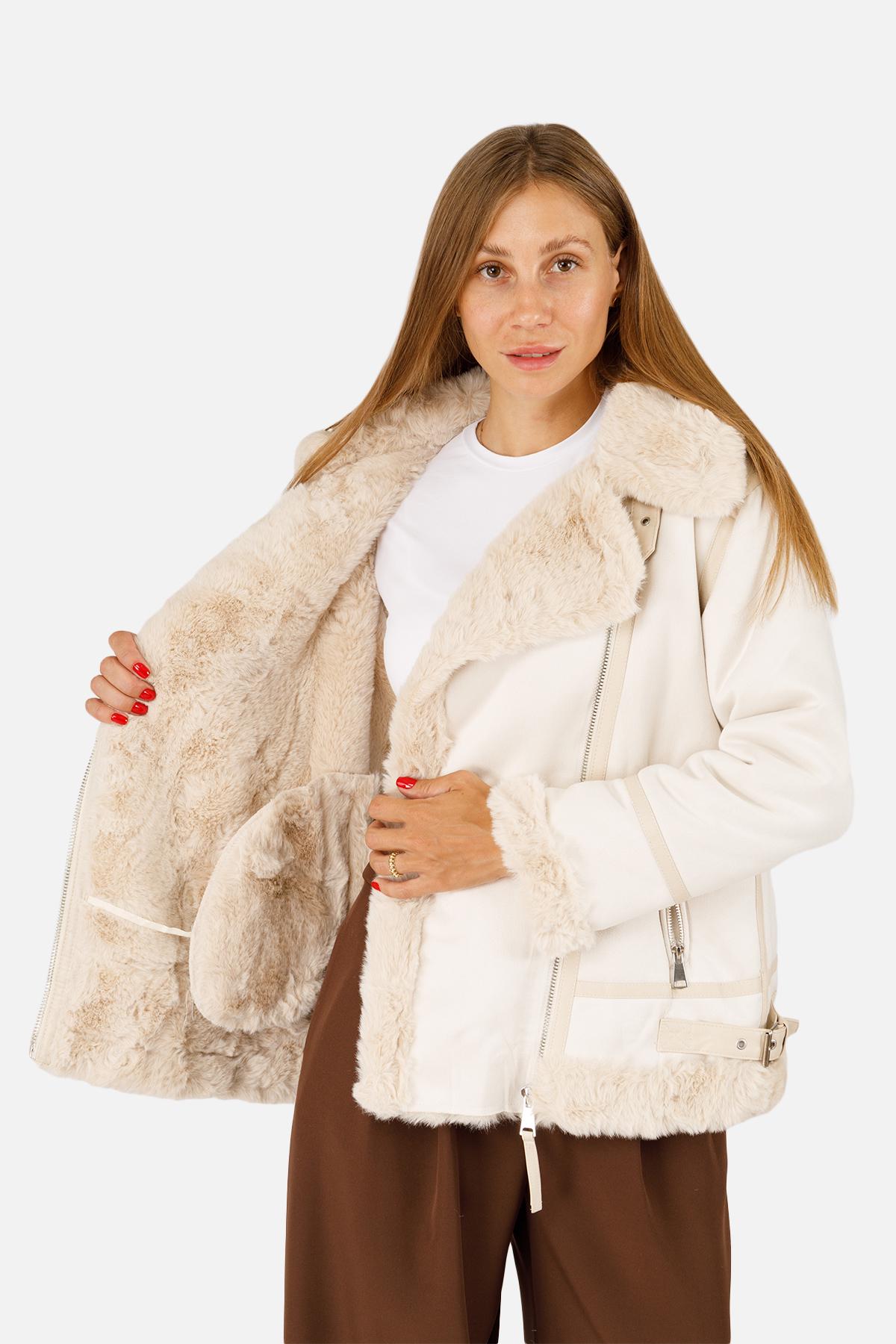 Куртка жіноча косуха ЦБ-00256292 р. 42 Молочний (28422018) - фото 2