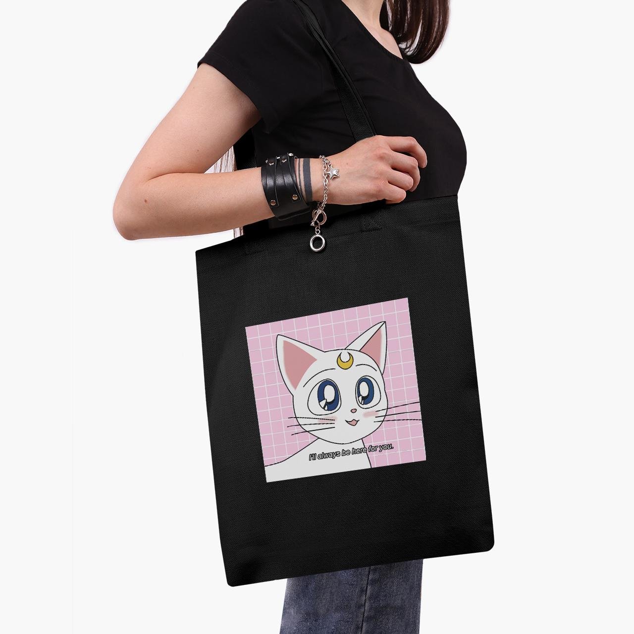 Еко сумка шоппер anime Sailor Moon Cats 41x35 см Чорний (9227-2919-BK)