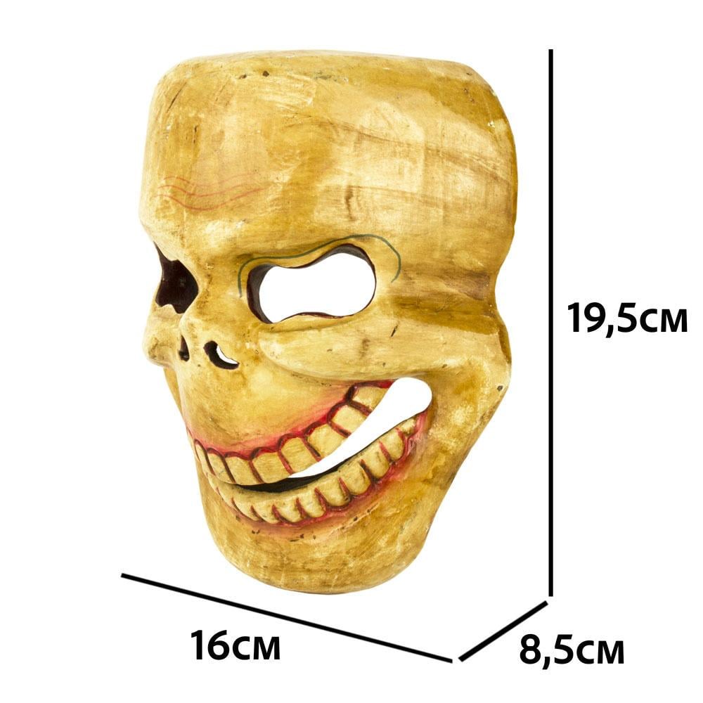 Маска интерьерная настенная Череп цельный массив дерева 19,5х16х8,5 см Бежевый (25293) - фото 5