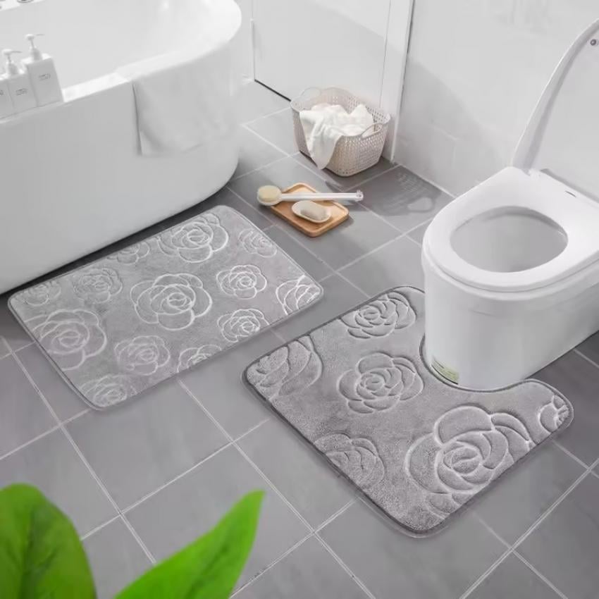 Набір килимків у ванну кімнату Rose 2 шт. 80 см Grey (128608) Набір килимків у ванну кімнату Rose 2 шт. 80 см Grey (128608)