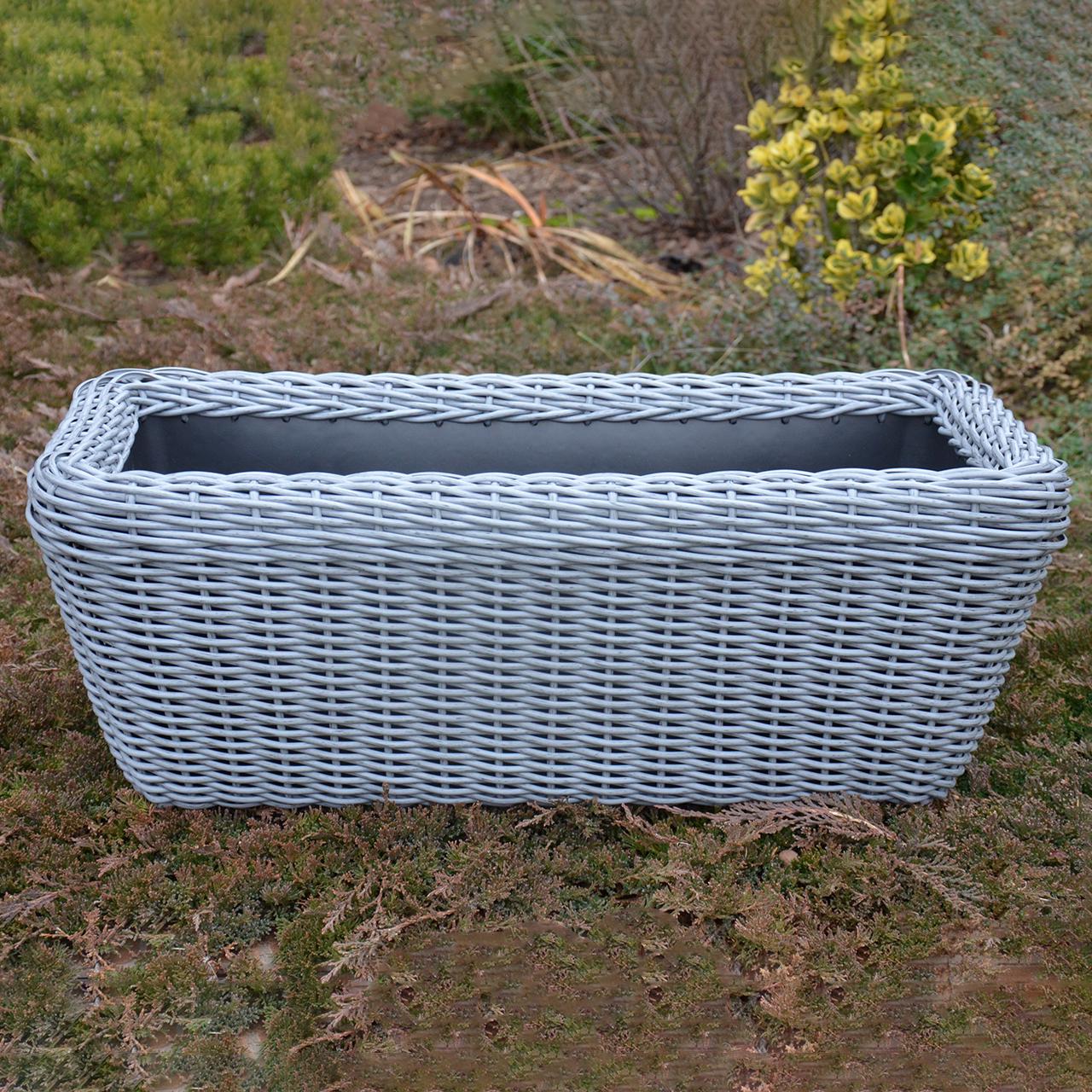 Кашпо прямокутне для рослин та квітів з штучного ротангу/ручної роботи 45 л Сірий (24788608) - фото 4 Кашпо прямокутне для рослин та квітів з штучного ротангу/ручної роботи 45 л Сірий (24788608) - фото 4