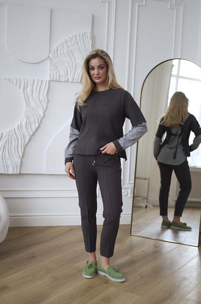 Костюм Lipar 4101 двойка с застежкой на пате р. 48 Графитовый (16907066)