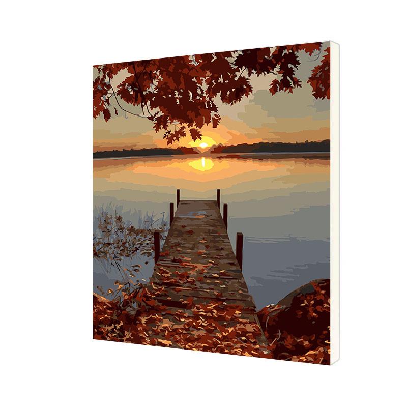 Картина по номерам Lesko DIY WH-80625 "Осенний причал"