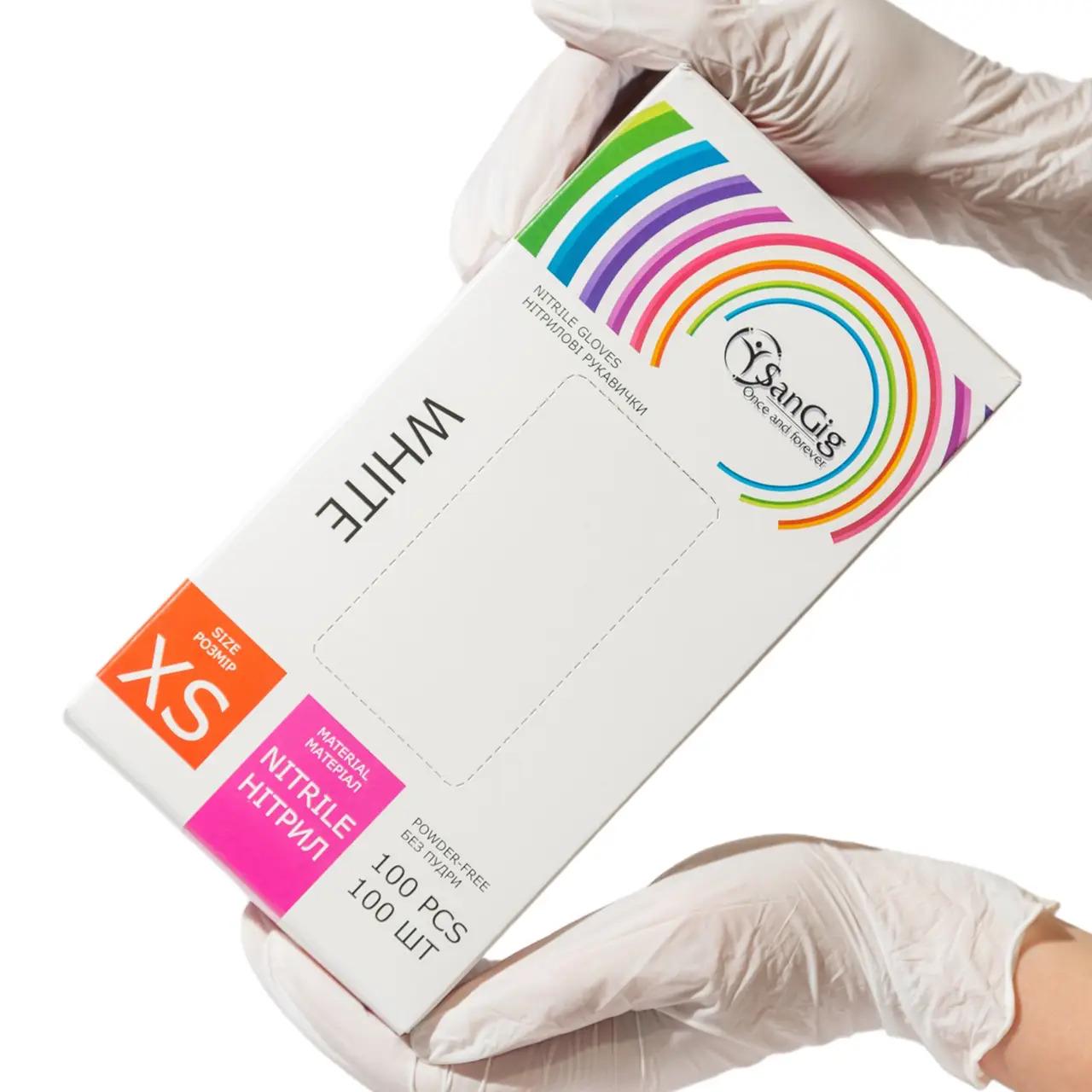 Перчатки нитриловые SanGig XS р. 5-6 3,5 г 100 шт. Белый (26139028)