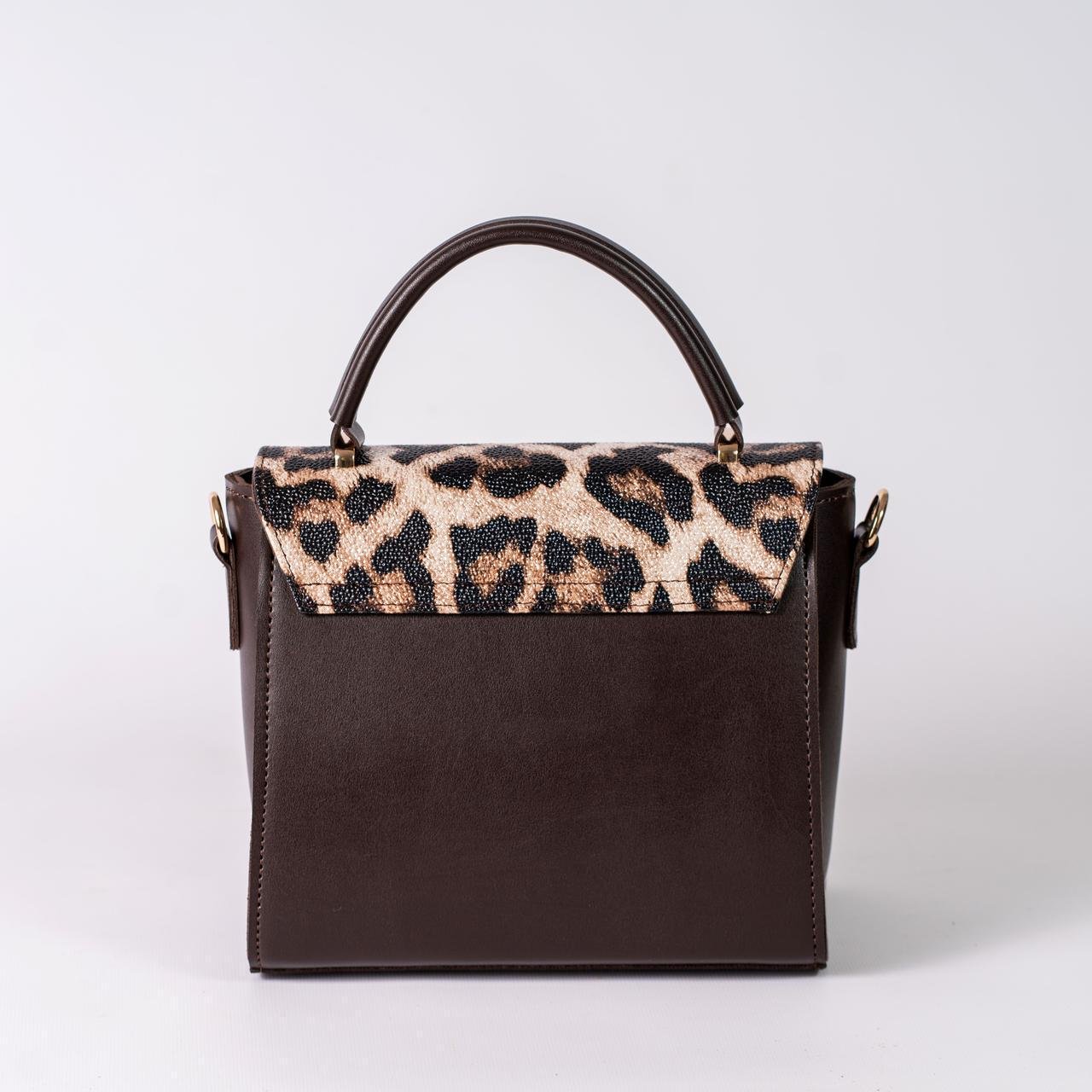 Сумка жіноча з клапаном леопард XENIA № 37-24 з еко-шкіри Коричневий - фото 3