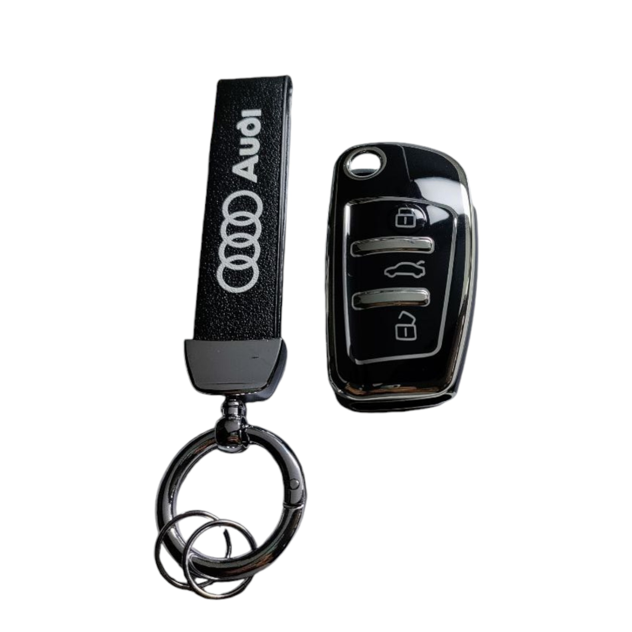 Чехол для ключа Audi с серебряной рамкой Черный (2360722983)