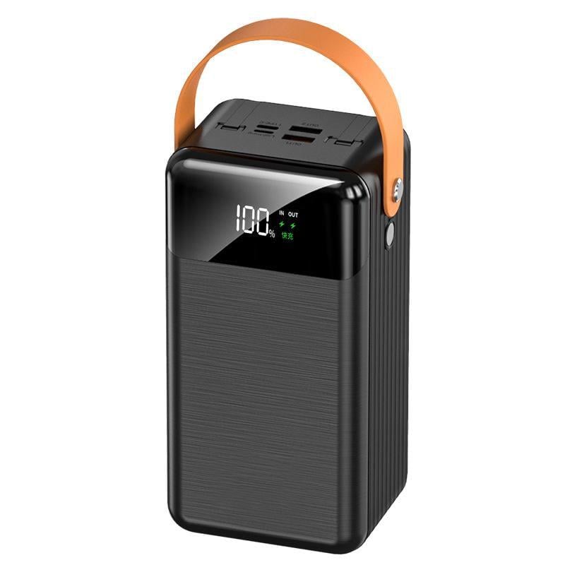 Универсальная мобильная батарея SKF D60 60000 мАч PD QC 3.0 22.5W с фонариком и встроенными кабелями Черный
