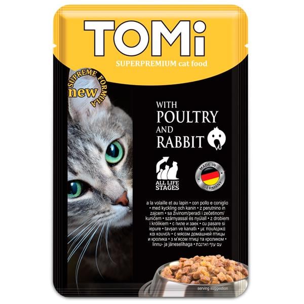 Корм влажный премиум для котов TOMi Poultry Rabbit птица кролик 100 г (465189)