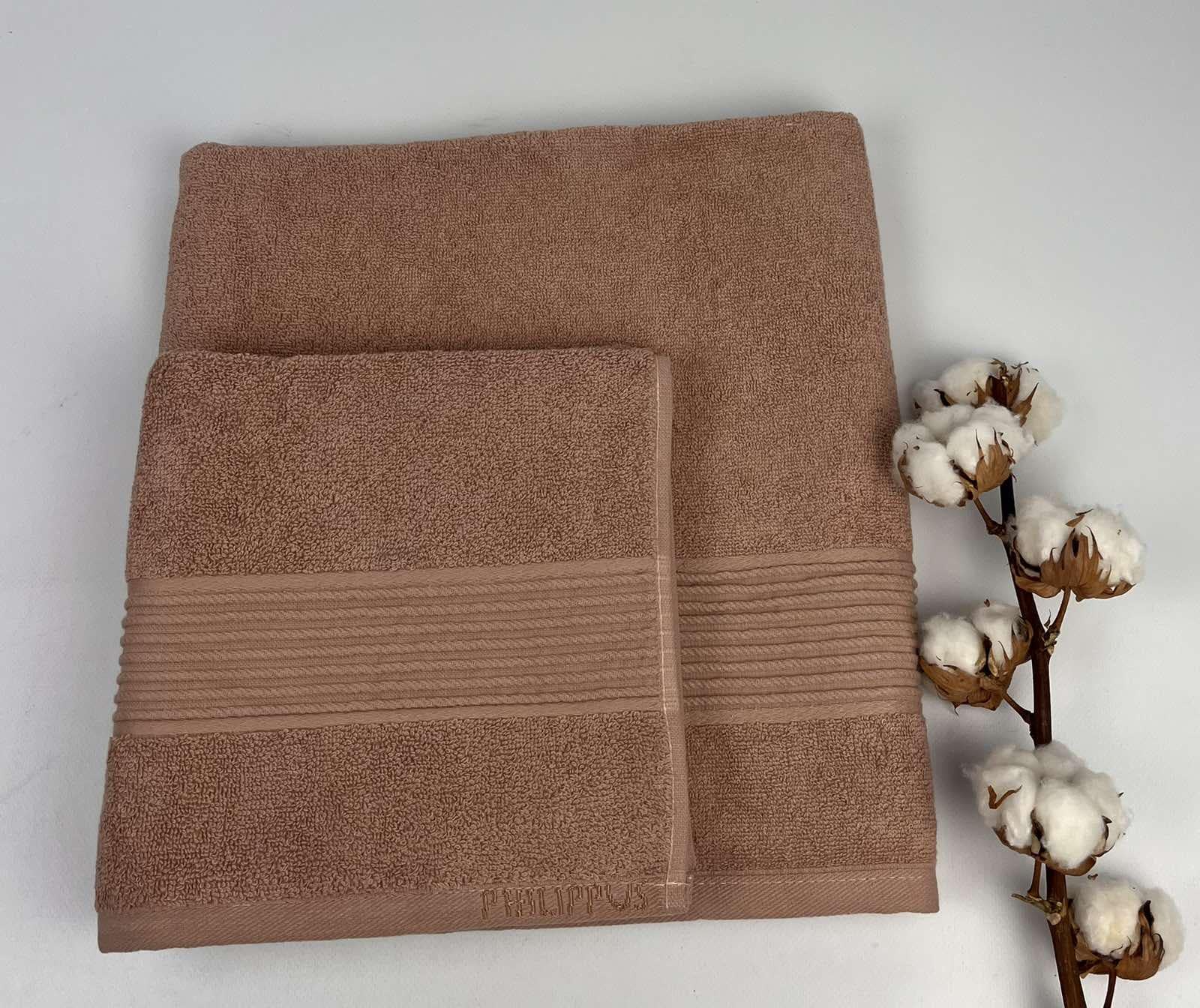 Набор полотенец Philippus Collesium Cotton Lora ЕА73 2 шт. в фирменной коробке Капучиновый (CN31979)
