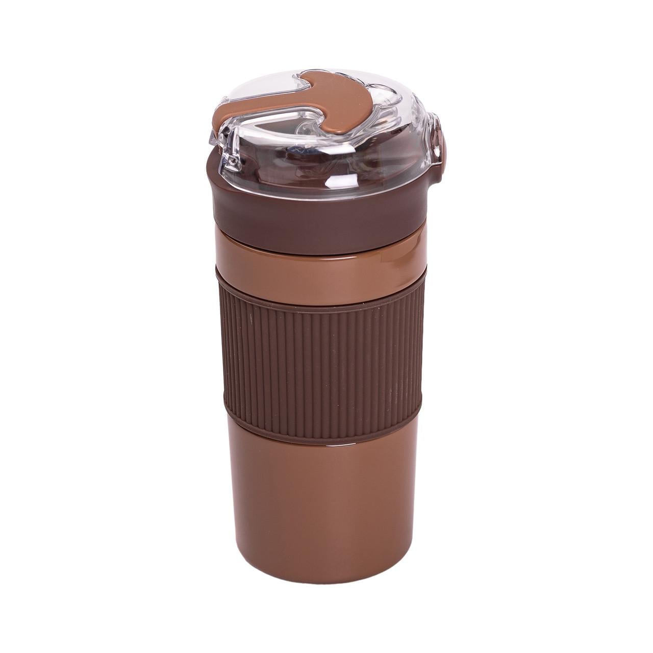 Термокружка с трубочкой 400 мл Коричневый (3283)